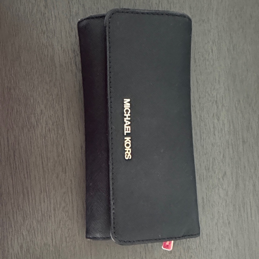 Michael Kors Black Trifold Key & Card Holder with Gold Logo